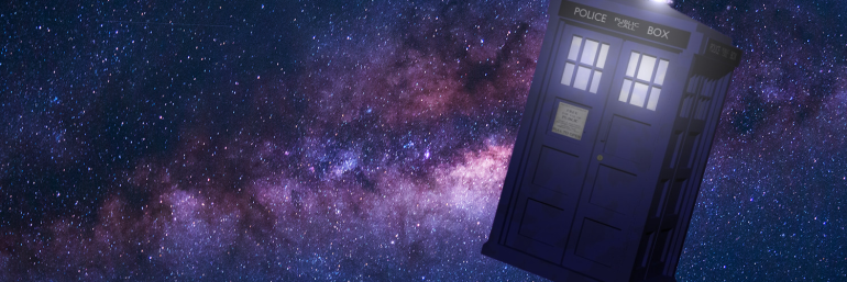 tardis on starry nebula